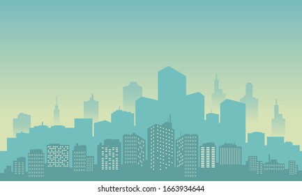 Silhouette of city building in the morning. Urban landscape