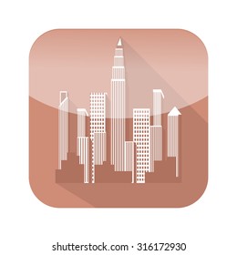 silhouette of the city. button city