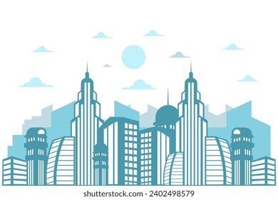 silhouette of the city. Cityscape with buildings. Beautiful Modern city Flat style vector illustration.