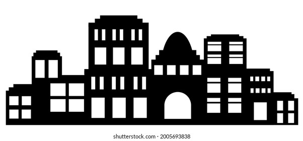 Silhouette of city Cityscape skyline landscape background for business concept illustration downtown urban street of architecture with a building.