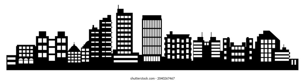 Silhouette of city Cityscape skyline landscape background for business concept illustration downtown urban street of architecture with a building.