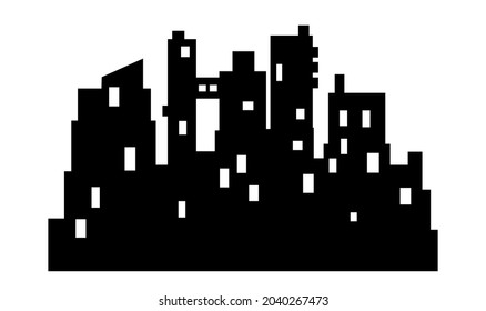 Silhouette of city Cityscape skyline landscape background for business concept illustration downtown urban street of architecture with a building.