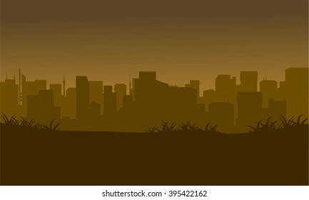 Silhouette of city in the fields
