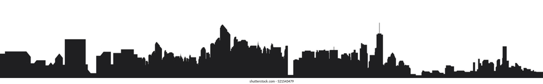 Silhouette city flat illustration.