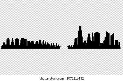 The silhouette of the city in a flat style. Modern urban landscape.vector illustration