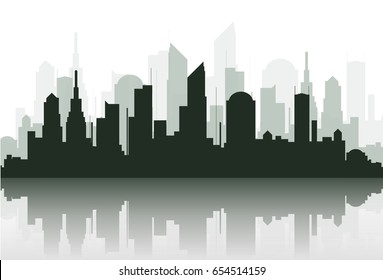 The silhouette of the city in a flat style. Modern urban landscape.vector illustration