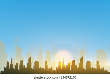 The silhouette of the city in a flat style. Modern urban landscape.vector illustration