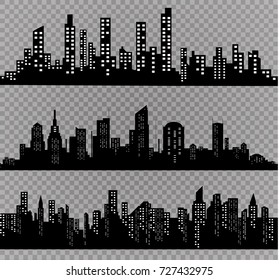 Silhouette City Flat Style Modern Urban Stock Vector (Royalty Free ...