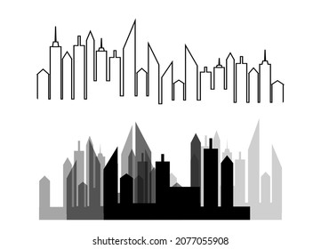 The silhouette of the city in a flat style. Urban cityscape. Vector illustration.