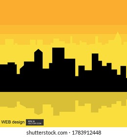 The silhouette city. Flat vector illustration 