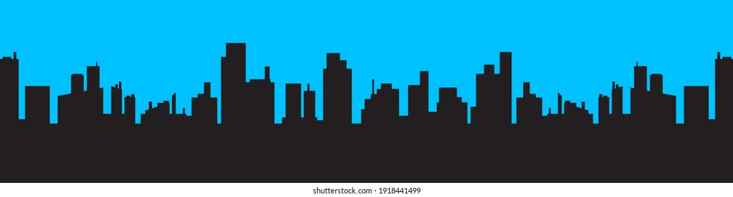 The silhouette city. Flat vector illustration. Skyline city panorama. Landscape building.