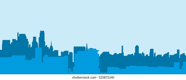 The silhouette city. The flat vector illustration.