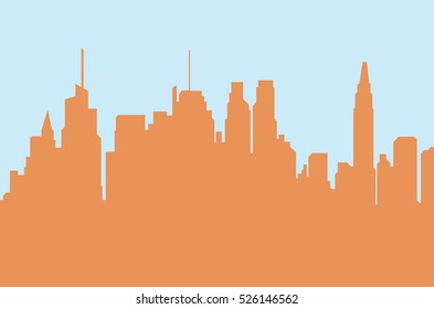 The silhouette city. The flat vector illustration.