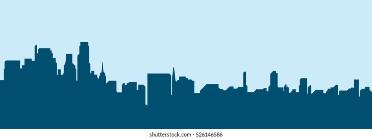 The silhouette city. The flat vector illustration.