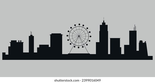 Silhouette der Stadtlandschaft. Vektorgrafik auf grauem Hintergrund