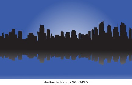 Silhouette of city and light