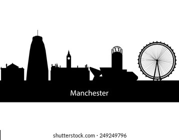 silhouette of city manchester england