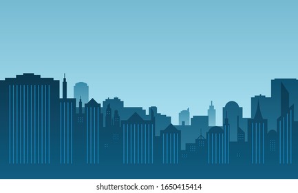 Silhouette of a city with a morning atmosphere