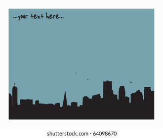 Silhouette of the city at night