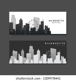 Silhouette city skyline banner vector