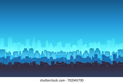 silhouette of city skyline, Cityscape in blue color background silhouette of city skyline, Cityscape in blue color background