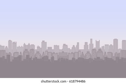 silhouette of city skyline, Cityscape in gray color background