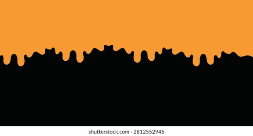 Silhouette of city skyline with dripping effect at sunset, emphasizing urban landscape and vibrant sky colors.