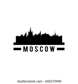 Silhouette of City Skyline Landscape of Moscow city