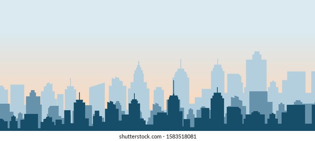 Silhouette city skyline vector background. Urban city tower skyline illustration