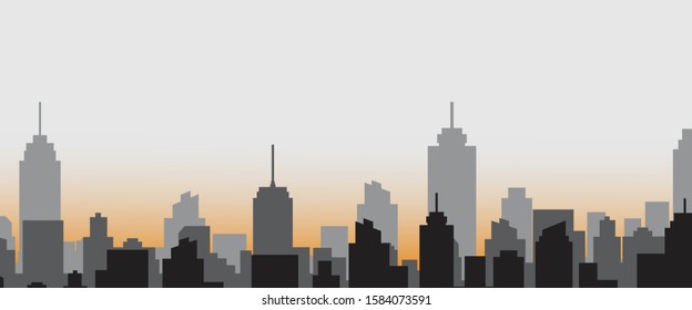 Silhouette city skyline vector background. Urban city tower skyline illustration