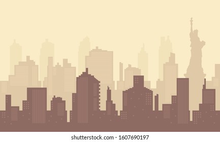 Silhouette of the City Skyscraper in Liberty