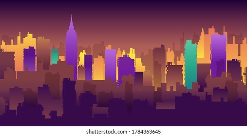 Silhouette of city structure downtown urban modern