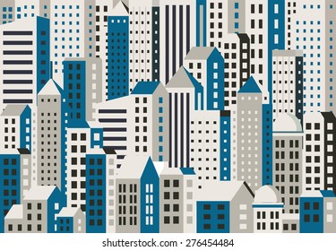 Silhouette City Structure Downtown Urban Modern Stock Vector (Royalty ...