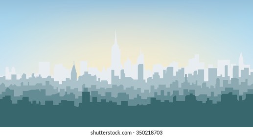 Silhouette de la ciudad al amanecer. Nueva York