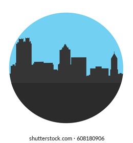 Silhouette of the city. Symbol. Isolated objects. Vector illustration.