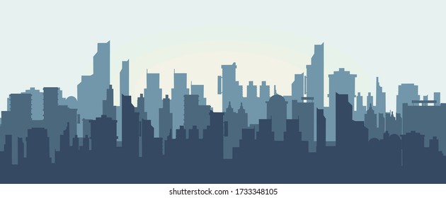 Silhouette of the city.Modern city landscape banner Vector illustration vector