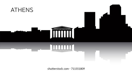 Silhouette of a cityscape of Athens, Vector illustration