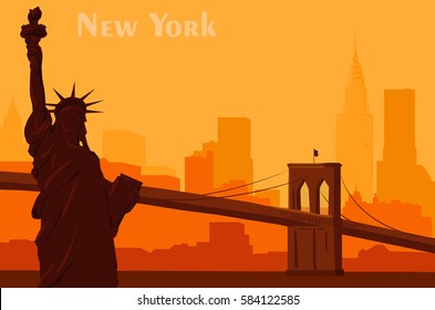 the silhouette cityscape. Attractions in New York