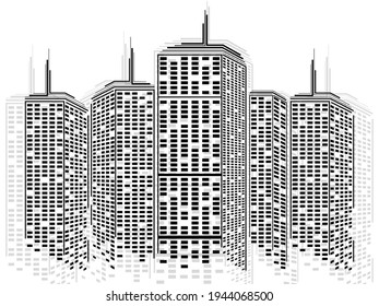 Silhouette cityscape. City Skyscrapers. Abstract futuristic city. Vector illustration