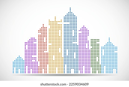 Silhouette cityscape. City Skyscrapers. Abstract futuristic city. Vector illustration