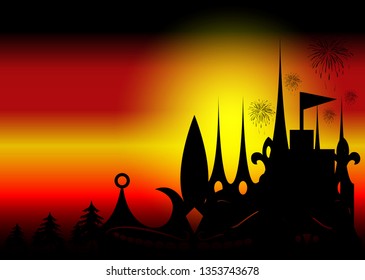 Silhouette of the cityscape skyline abstract, vector illustration.