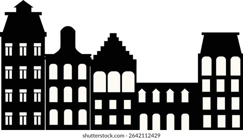 Silhouette of Cityscape Skyline. Isolated on White Background