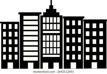 Silhouette of Cityscape Skyline. Isolated on White Background