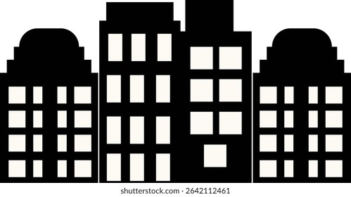 Silhouette of Cityscape Skyline. Isolated on White Background