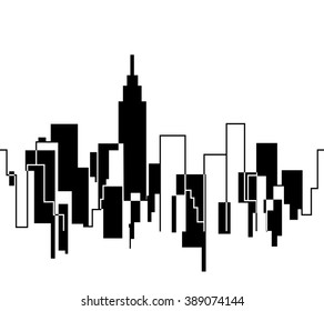 Silhouette of the Cityscape Skyline vector illustration background New York skyscraper