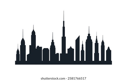 Silhouette of Cityscape Skyscrapers Buildings Landscape Wallpaper in Modern City Town