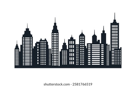 Silhouette of Cityscape Skyscrapers Buildings Landscape Wallpaper in Modern City Town