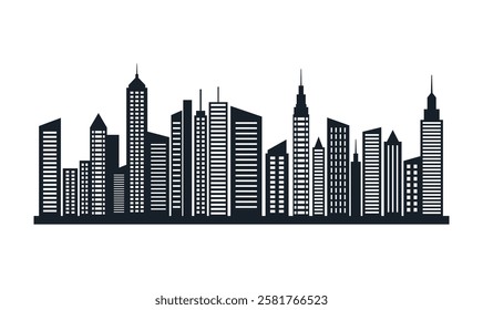 Silhouette of Cityscape Skyscrapers Buildings Landscape Wallpaper in Modern City Town