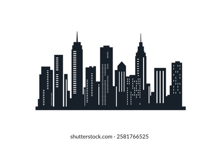 Silhouette of Cityscape Skyscrapers Buildings Landscape Wallpaper in Modern City Town