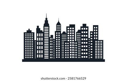 Silhouette of Cityscape Skyscrapers Buildings Landscape Wallpaper in Modern City Town